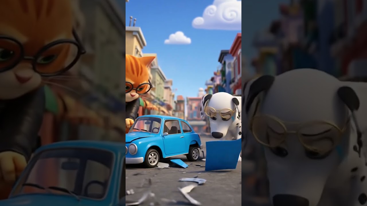 🚨 Cat smashes Dog&rsquo;s car! 👉 Whose side are you on? #petopia #CartoonShorts #FunnyPets #animation