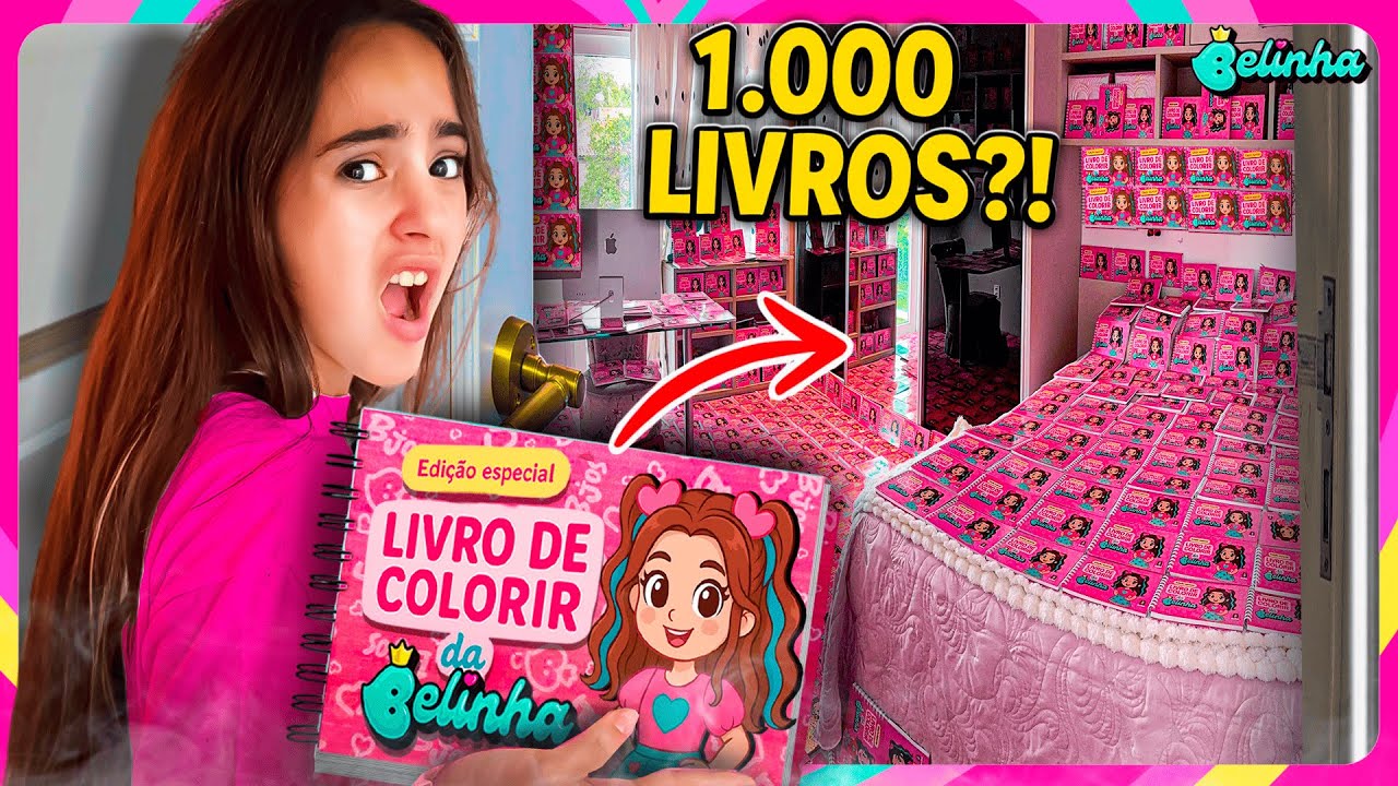 ENCHEMOS O QUARTO DA BELINHA COM 1.000 LIVROS DE COLORIR DA BELINHA! ELA FICOU IRRITADA?