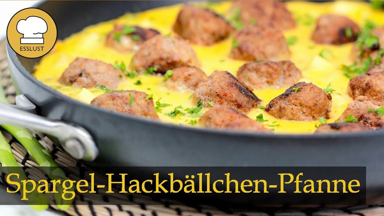 SPARGELPFANNE mit HACKBÄLLCHEN und KÄSESAUCE - sogar Low Carb