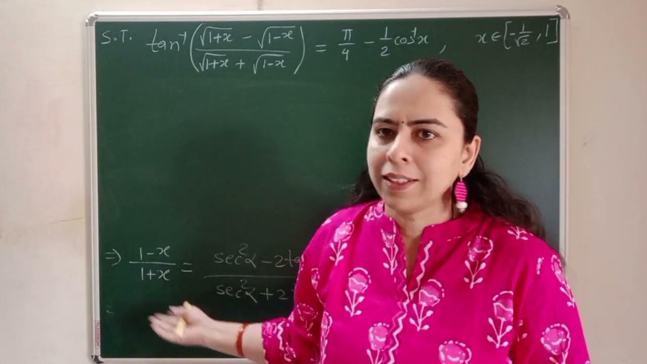 P. T.  tan^-1[ (((√1+x) -(√1-x)) /((√1+x)-(√1-x))) ] = (pi/4) - (1/2)cos^-1(x)