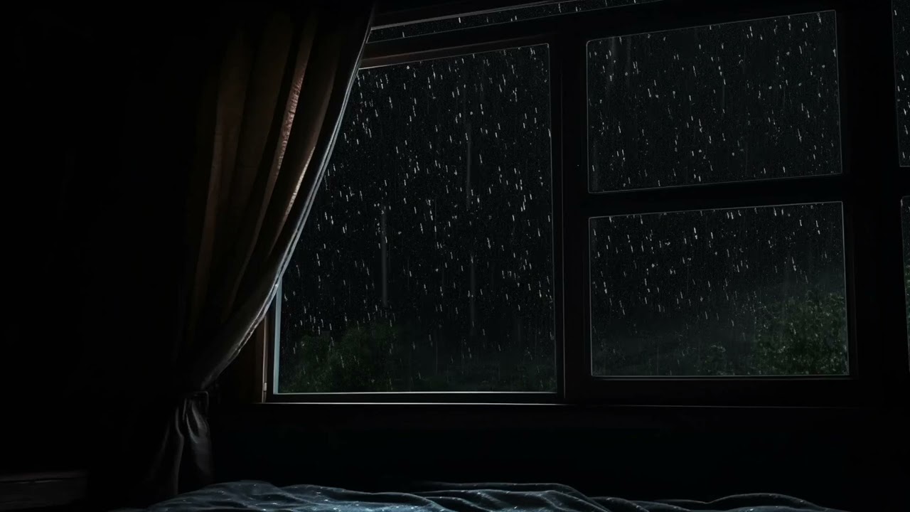 Window Rainstorm with Thunder Sounds - Relaxing Heavy Rain for Sleep