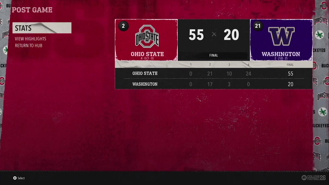 CFB26| OSU VS WASHINGTON |WK6|NFCL COLLEGE SERIES #TAKEOFF