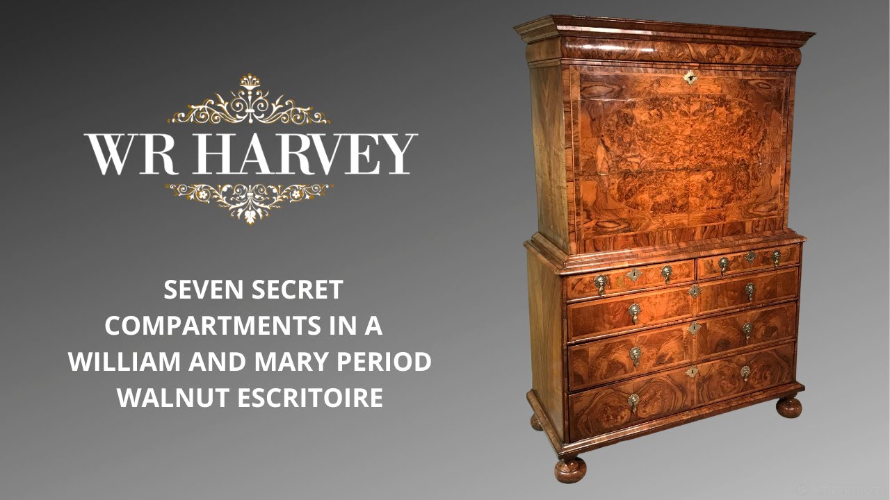 #masterclass   Seven Secret Compartments in a  William and Mary Period Walnut Escritoire