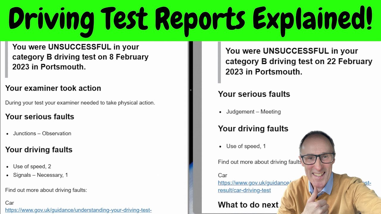 3 Driving Test Reports explained
