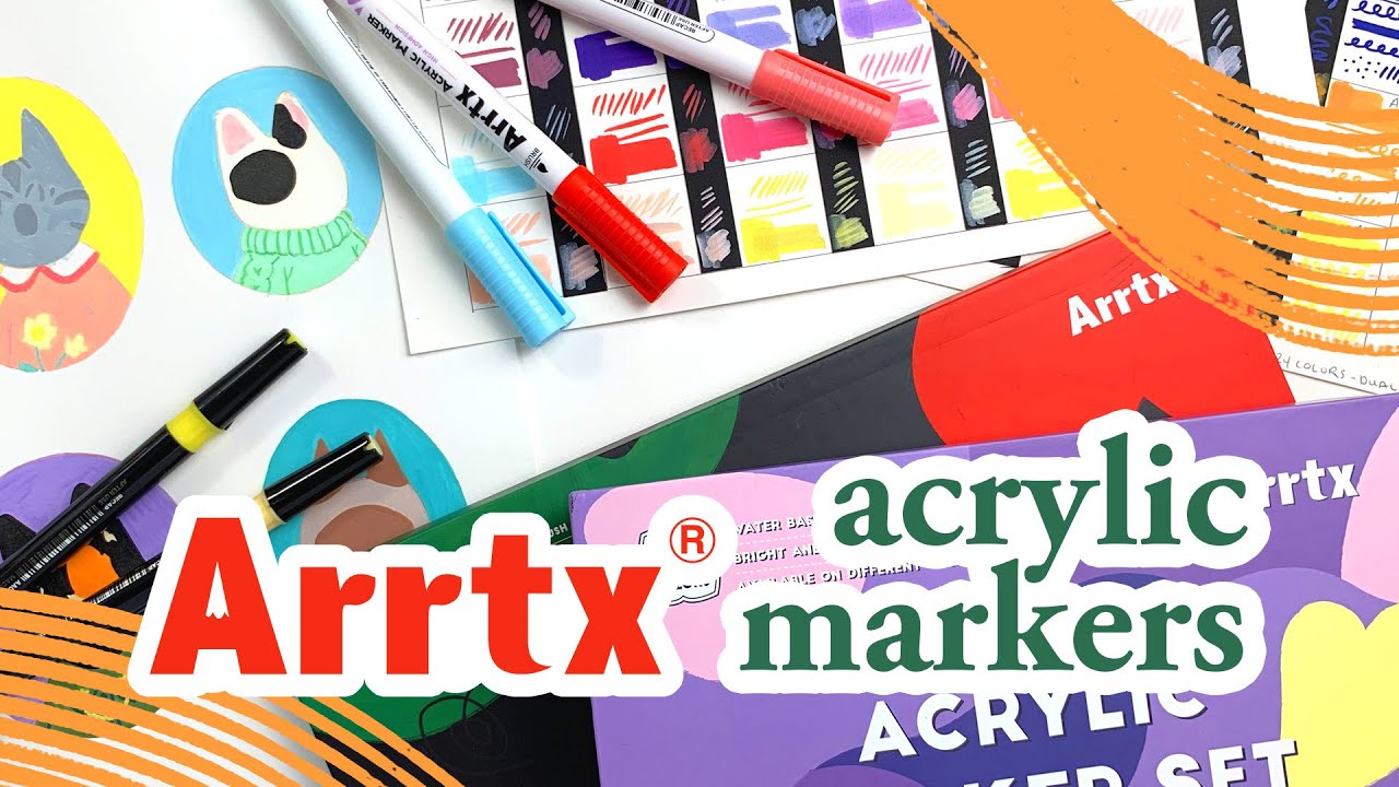 Arrtx Acrylic Marker Sets - Pastel Set - Dual Tip Set : Review & Demo! 🎨