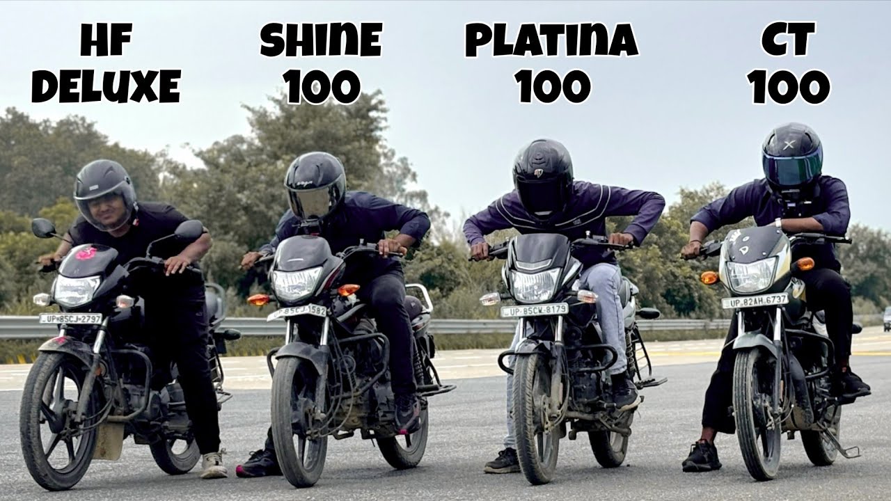 Hero HF Deluxe vs Honda Shine 100 vs Bajaj Platina 100 vs Bajaj CT 100 || DRAG RACE 