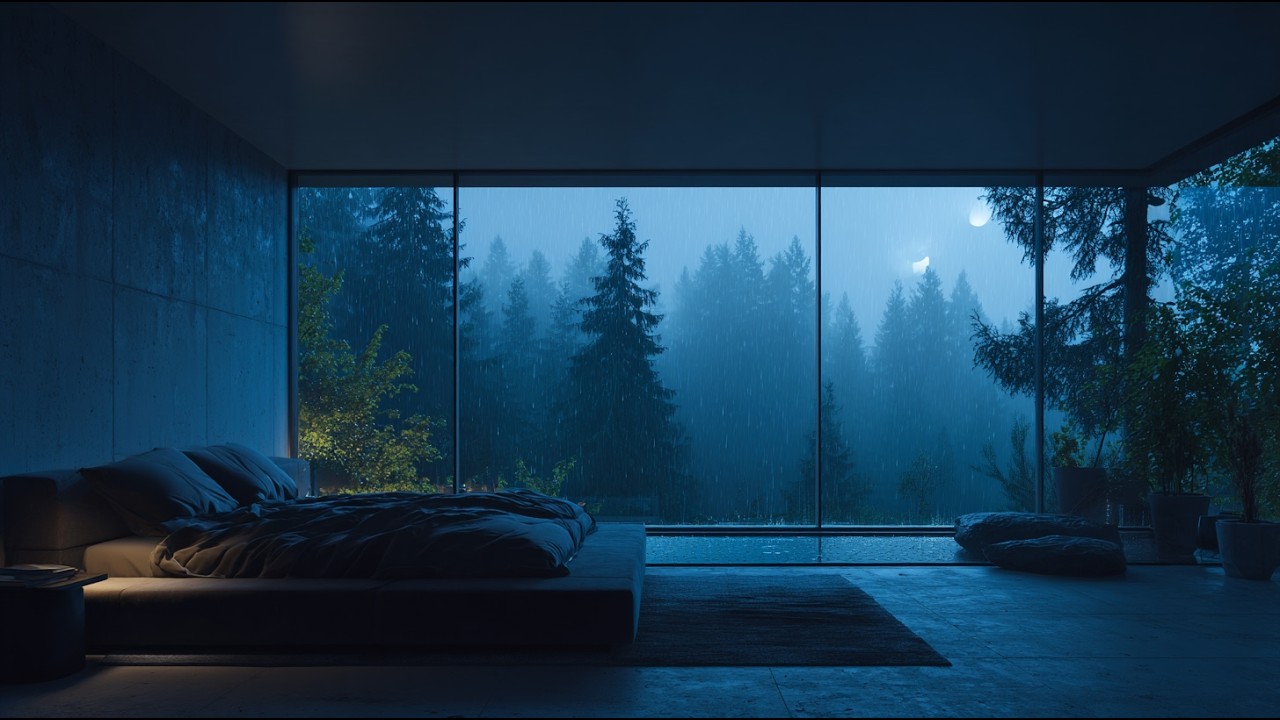 Fall Asleep Fast | Rainy Night Bedroom Ambience (3 Hours)