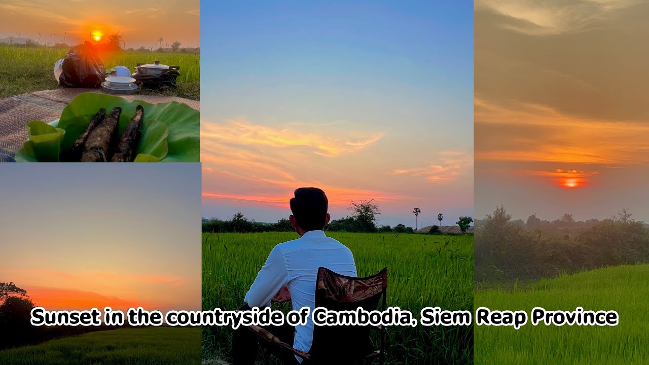 Sunset in the countryside of Cambodia, Siem Reap Province 🍃🌱🇰🇭🤍