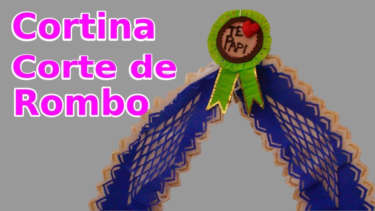 Cortina corte de rombo en papel crepe