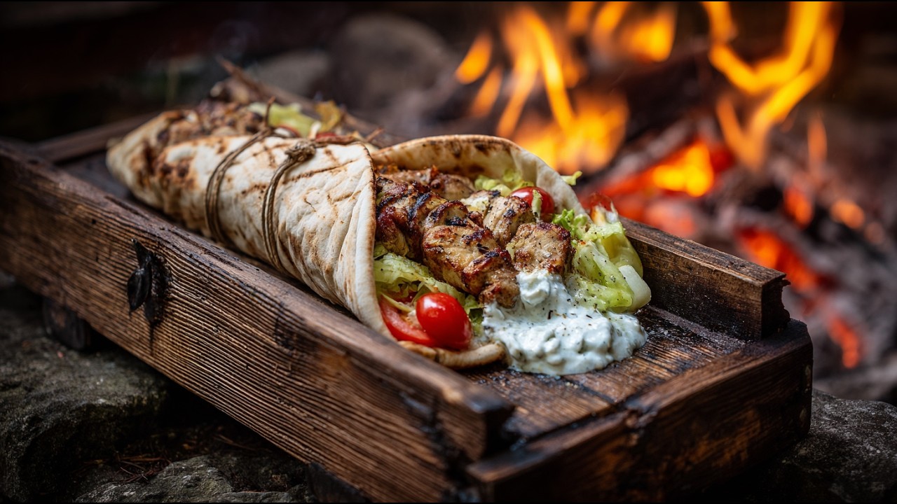 GIANT SOUVLAKI in the Forest – Primitive Cooking at Its Best!