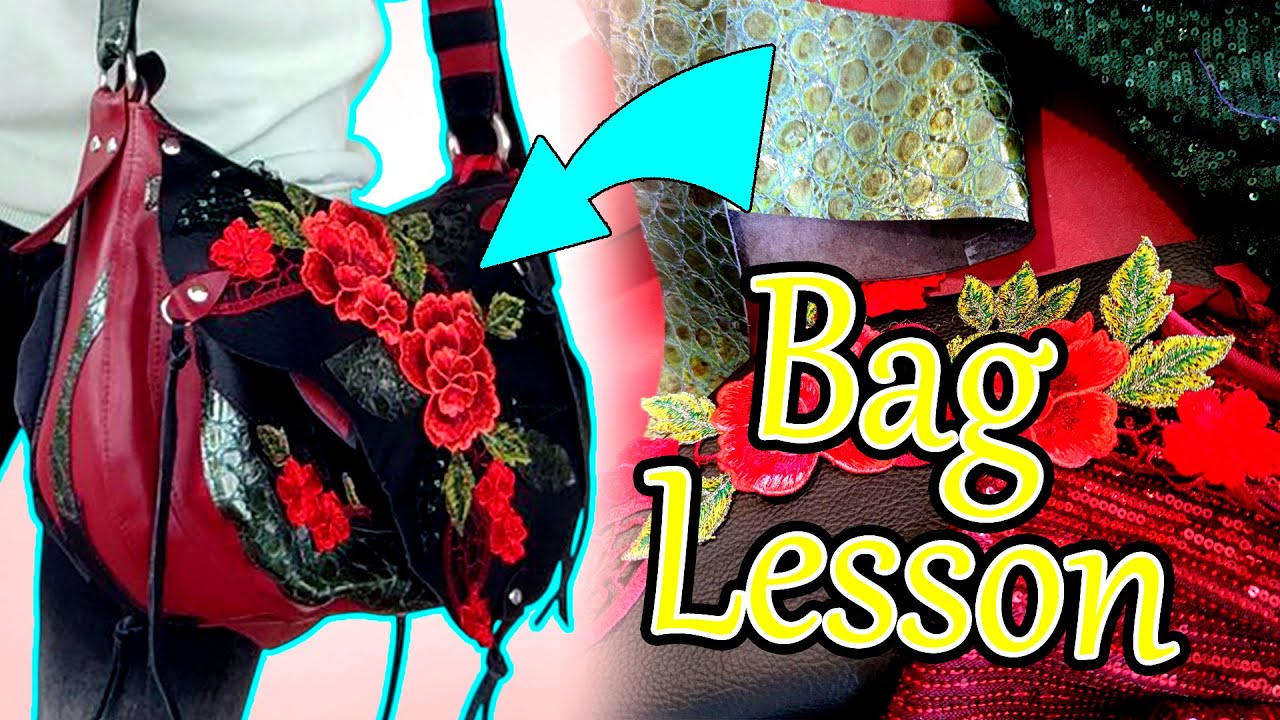 How To Sew Leather Shoulder Bag/DIY Boho Style Floral Designer Purse #sewing #tutorials #leatherbag