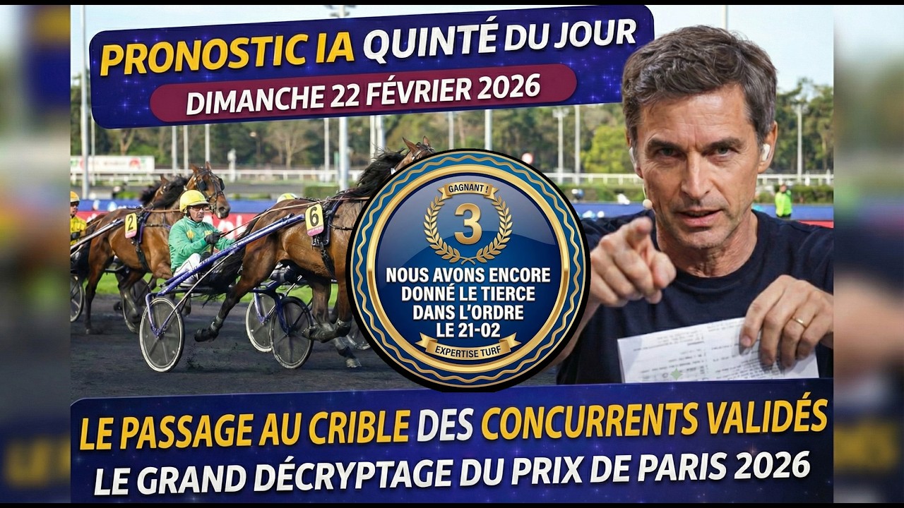 PRONOSTIC IA QUINTE DU JOUR DIMANCHE 22 FÉVRIER 2026 À VINCENNES  LE GRAND DECRYPTAGE PRIX DE PARIS