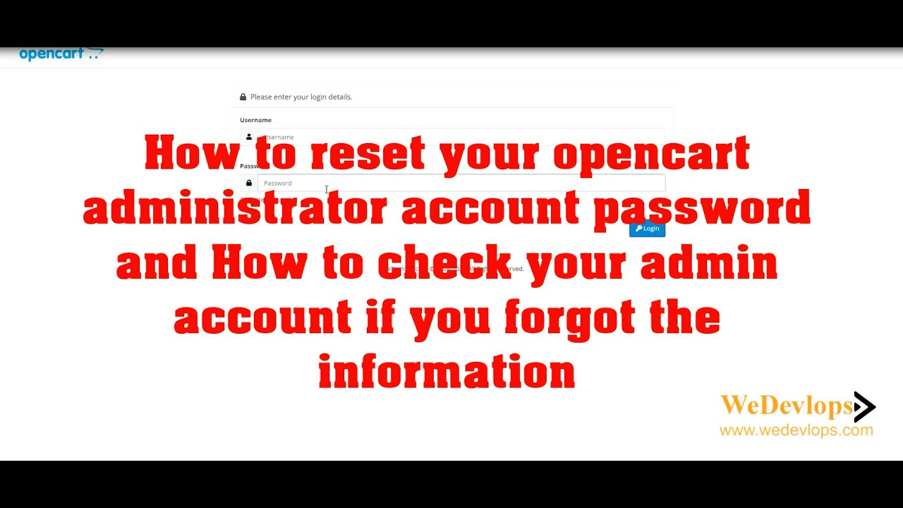 How to reset your Opencart administrator account password