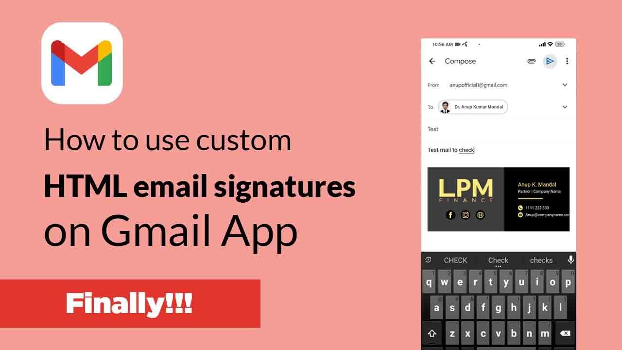 How to add html signature to gmail app
