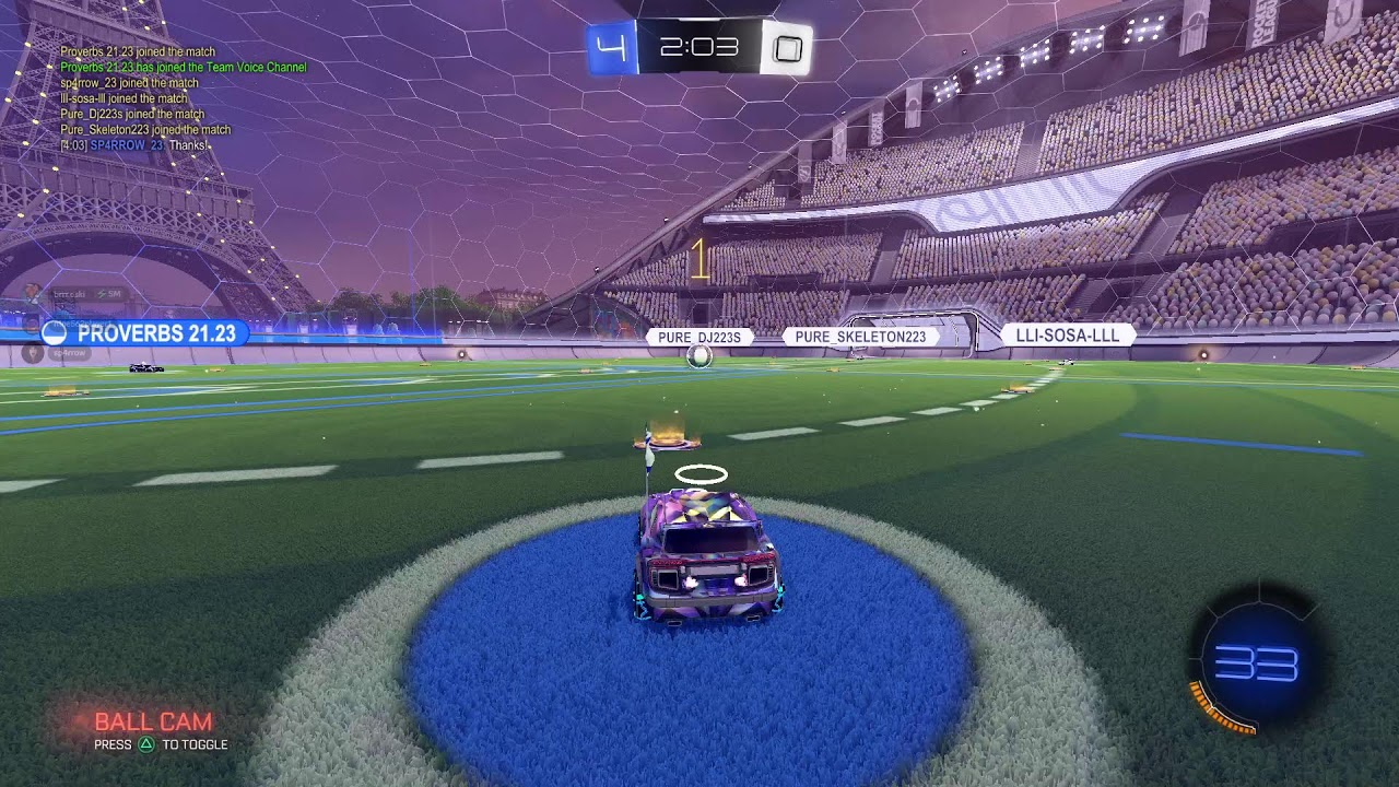 Playing rocket league with my friends