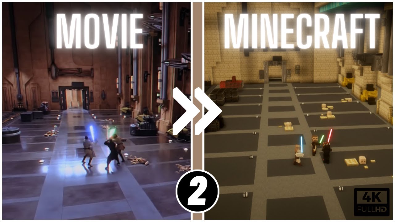 Minecraft Star Wars - The Phantom Menace. Duel of the Fates (Qui-Gon & Obi-Wan Vs Darth Maul). 4K HD