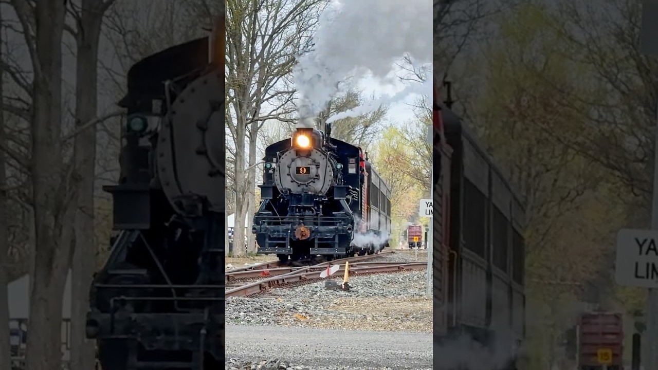 Woodstown Central Railroad #9 0-6-0 Makes a spirited departure from Woodstown Station