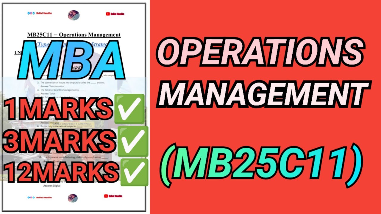 Operations Management- MB25C11| Operations Management| MBA | MB25C11 | OM | Regulation 2025 #mb25c11