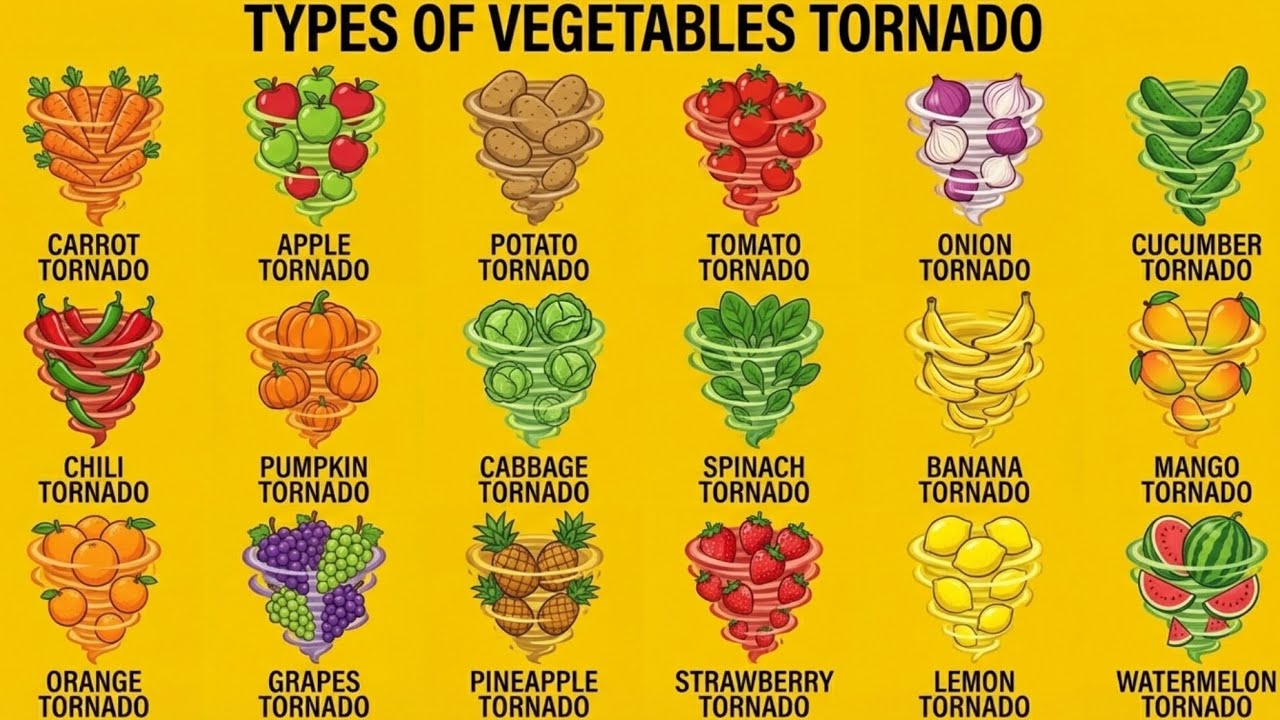 Types of Vegetables Tornado 🌪️ | Funny & Creative Food Tornadoes
