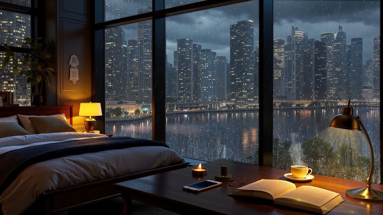 Rainy Night Piano Music for Deep Sleep – Soft Rain Sounds, Cozy Bedroom Ambience for Relaxing Sleep