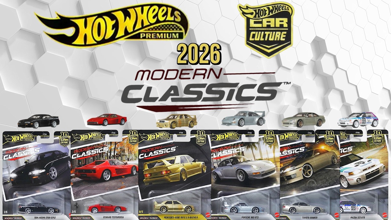 2026 Hot Wheels Modern Classics With Chase (S) | Ferrari Testarossa, Porsche 993, Soarer, NISMO 270R