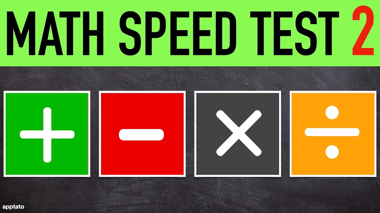 Math Speed Test #2 - 20 Math Problems Addition Subtraction Multiplication Division Mental Math Drill