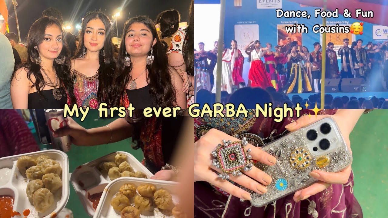 My First ever GARBA NIGHT *with cousins* Dandiya, Food, Funnn & Getting Ready 🥰 Jaipur Garba Night✨