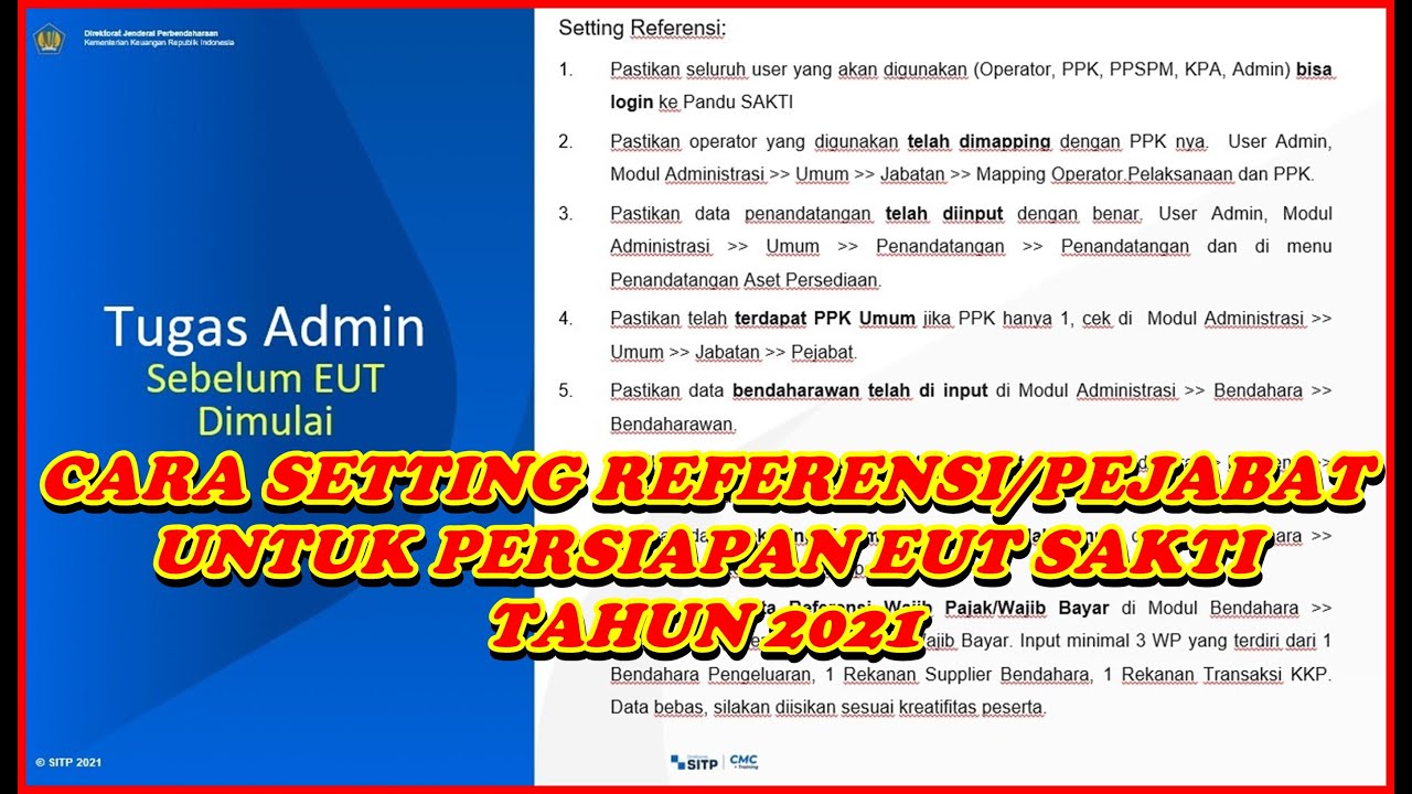 Cara Rekam & Setting Referensi Pejabat pada Aplikasi SAKTI untuk Persiapan EUT SAKTI Tahun 2021