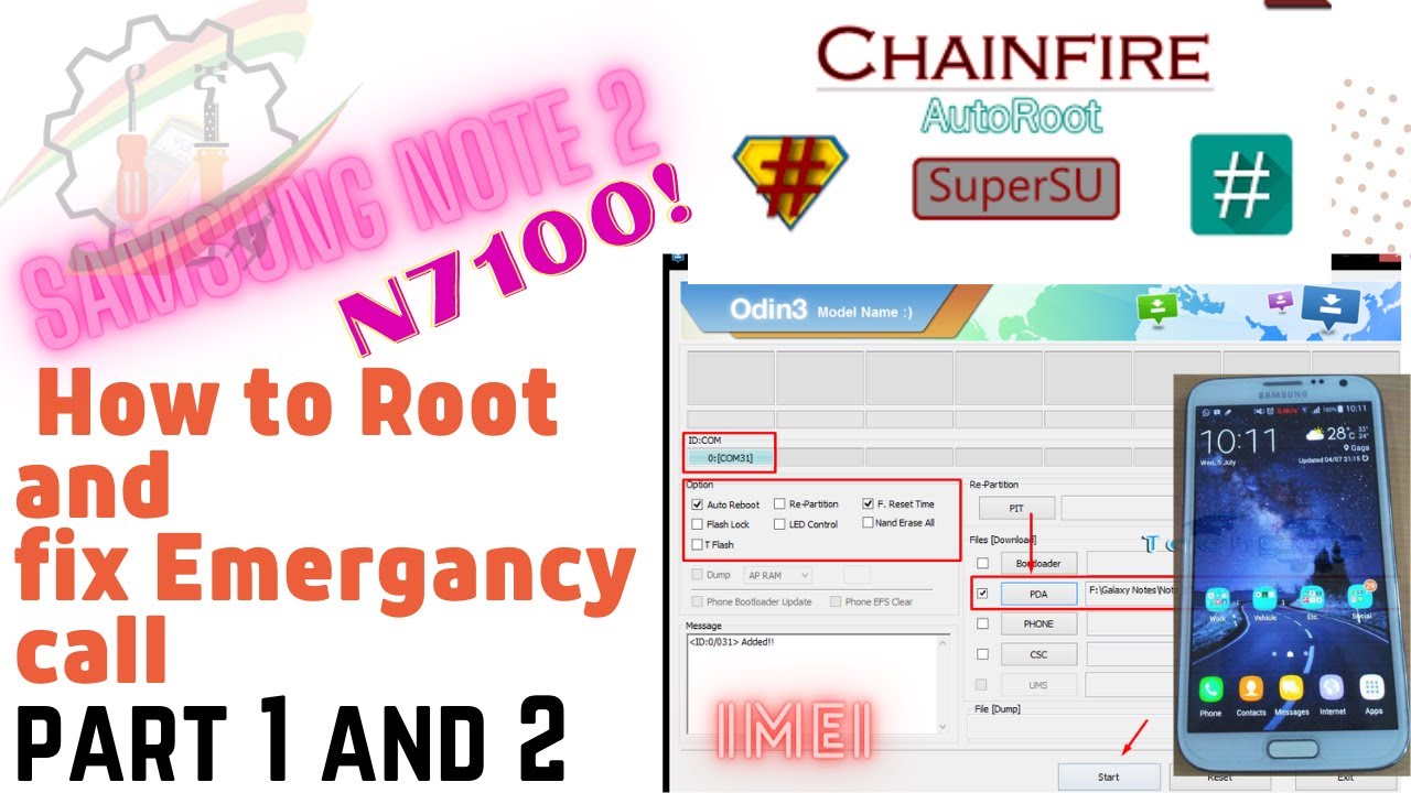Samsung Galaxy note 2 N7100 ROOT and fix Emergency call