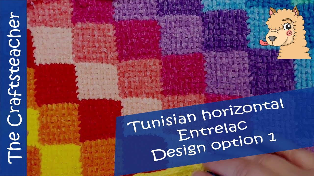 Tunisian entrelac crochet, horizontal version, design variation 1