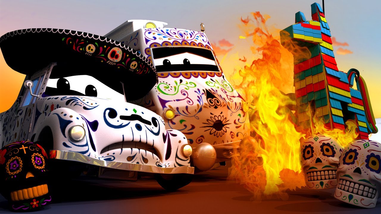 La PINATA prend FEU pendant le JOUR DES MORTS ! - La Ville des Voitures 🚓 🚒 Dessin animé Trains