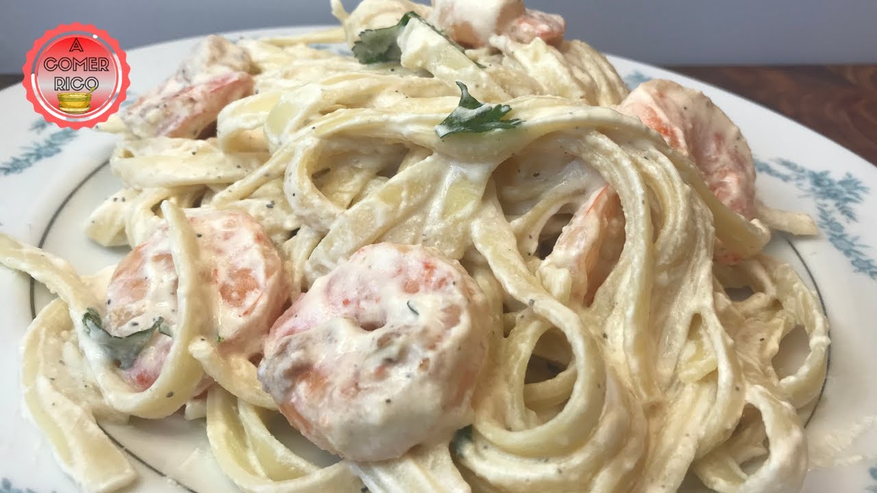 💥Espagueti con Camarones🍤 en Salsa blanca🔴tallarines a lo alfredo💥