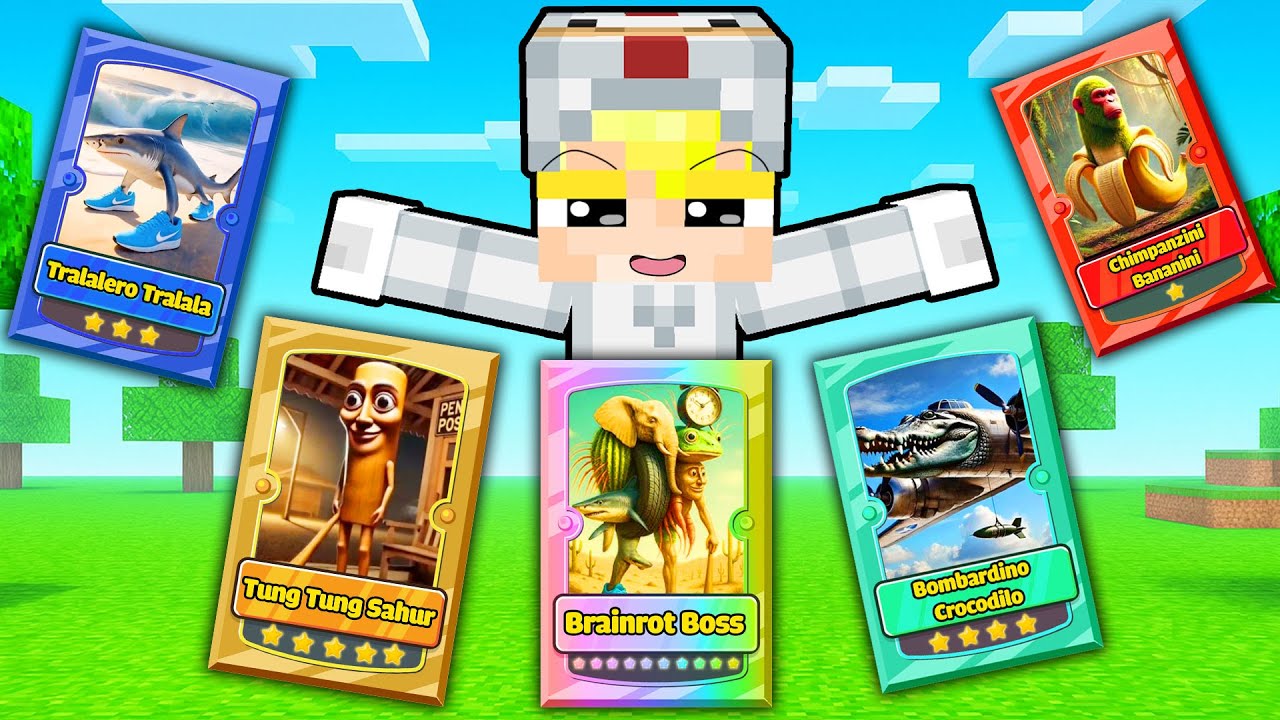 Tô Gà 24H Sở Hữu Thẻ Bài BrainRot 1 Sao Tới 10 Sao Trong Minecraft ⭐⭐⭐