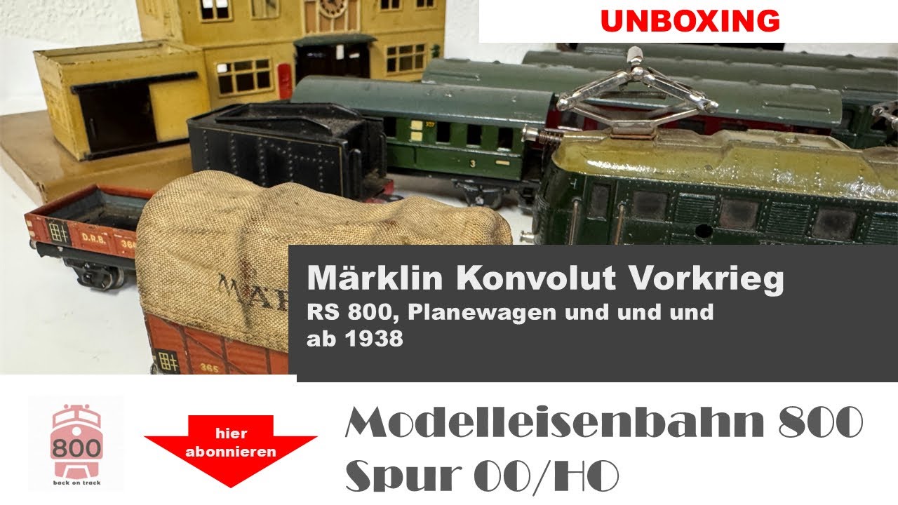 Unboxing kleine Märklin Sammlung Vorkriegszeit mit RS 800, Planewagen, Viehwagen, Bahnhof Raritäten