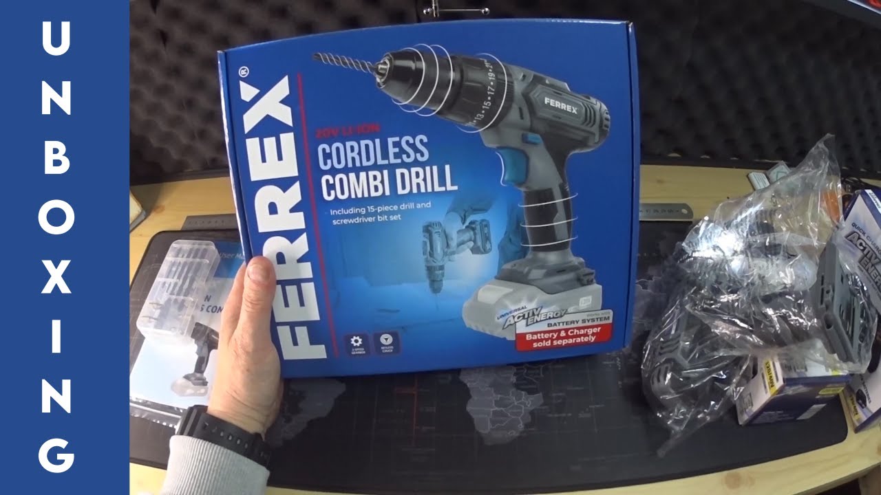 ALDI 's FERREX Cordless 20v Combi Drill unboxed
