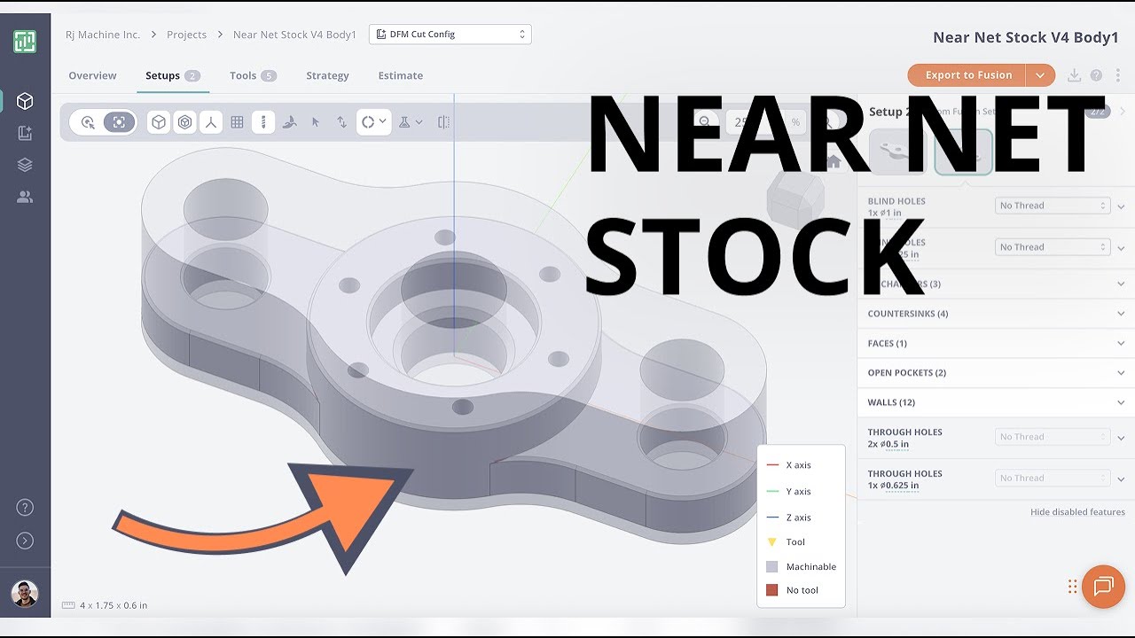 Near Net Stock and Custom Stock Toolpath Workflow
