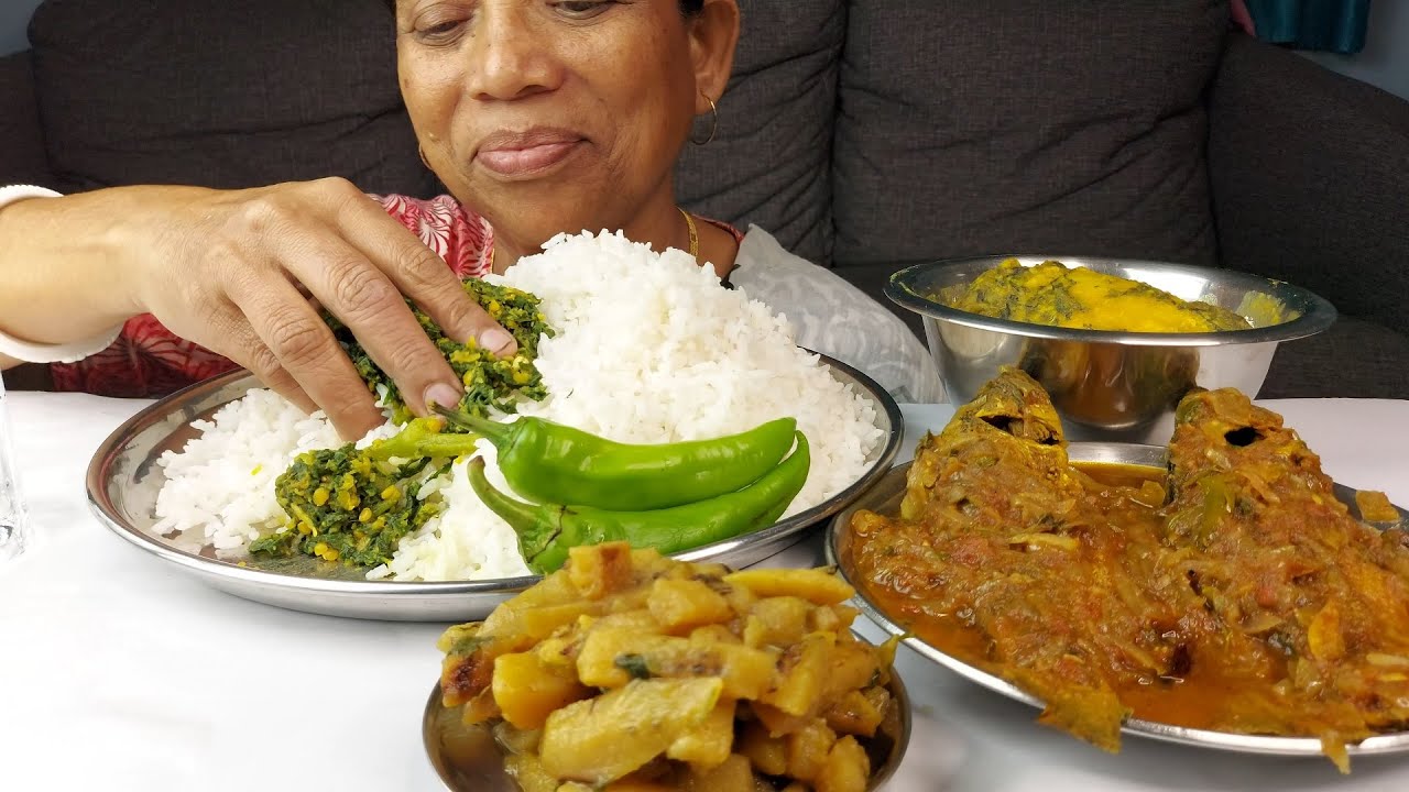 fish and rice Bengali food eating show