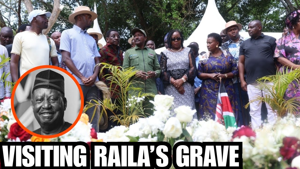 Kalonzo Musyoka and his huge delegation speak at Raila's Opoda farm after visiting the grave