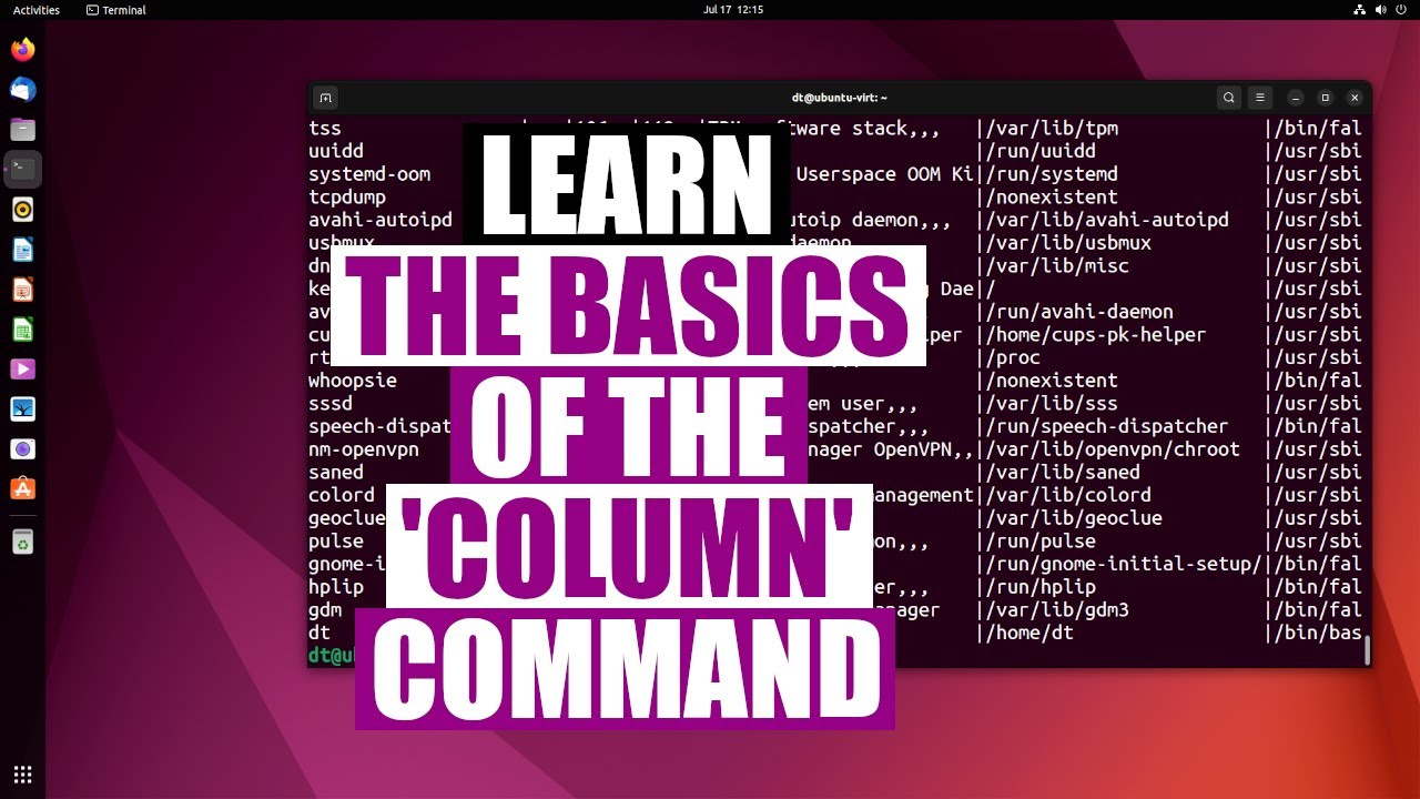 Display file contents in columns with the 