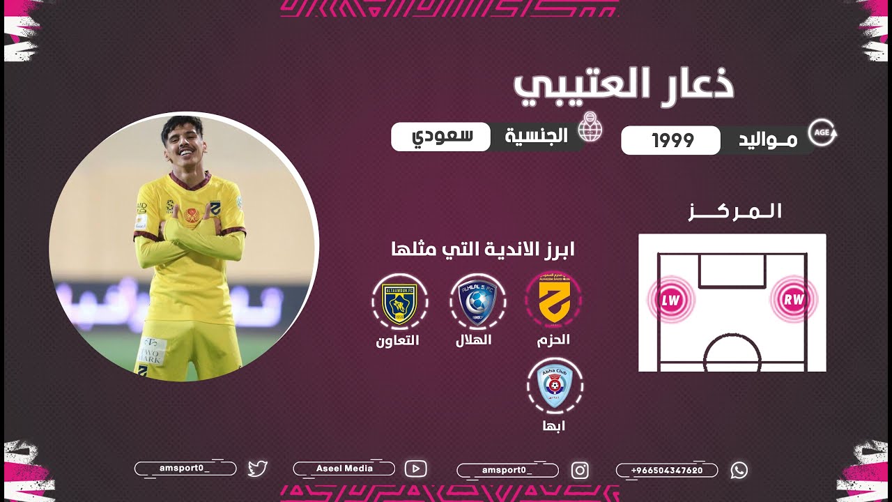 الكابتن ذعار العتيبي نجم فريق الحزم 2021-2022