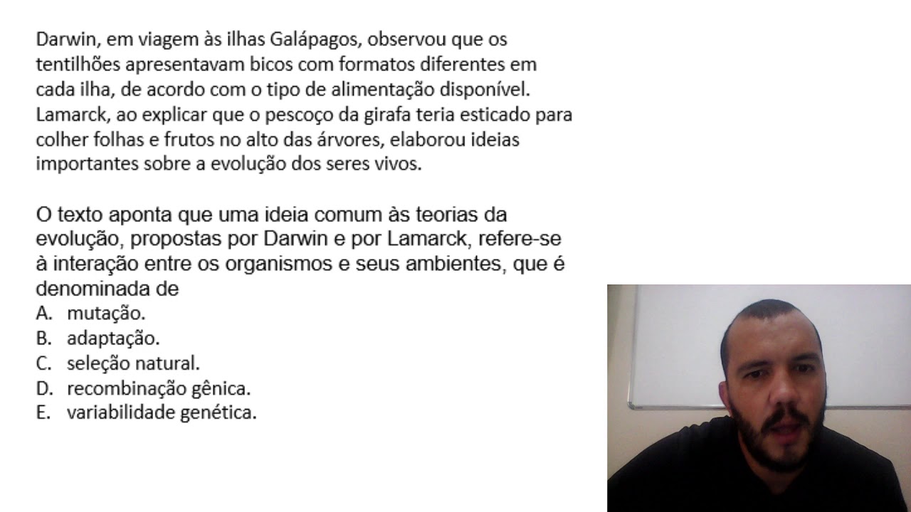 Resolução de exercícios sobre teorias evolutivas