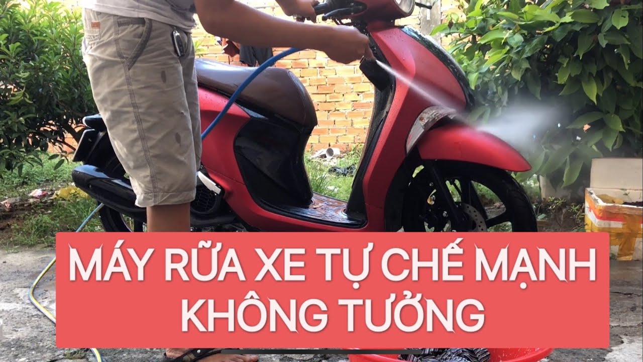 Máy rữa xẹ tự chế từ motor máy giặt kèm remote từ xa #review