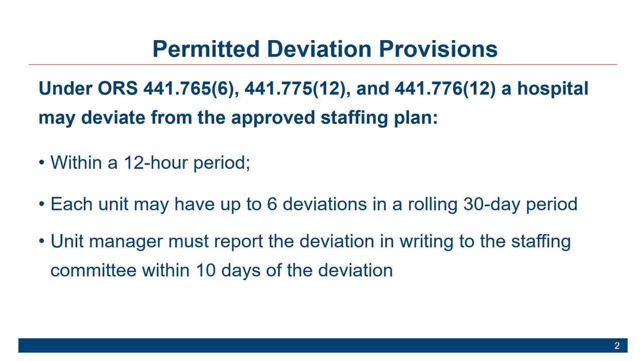OHA Hospital Staffing Shorts: Permitted Deviations - 9/11/25