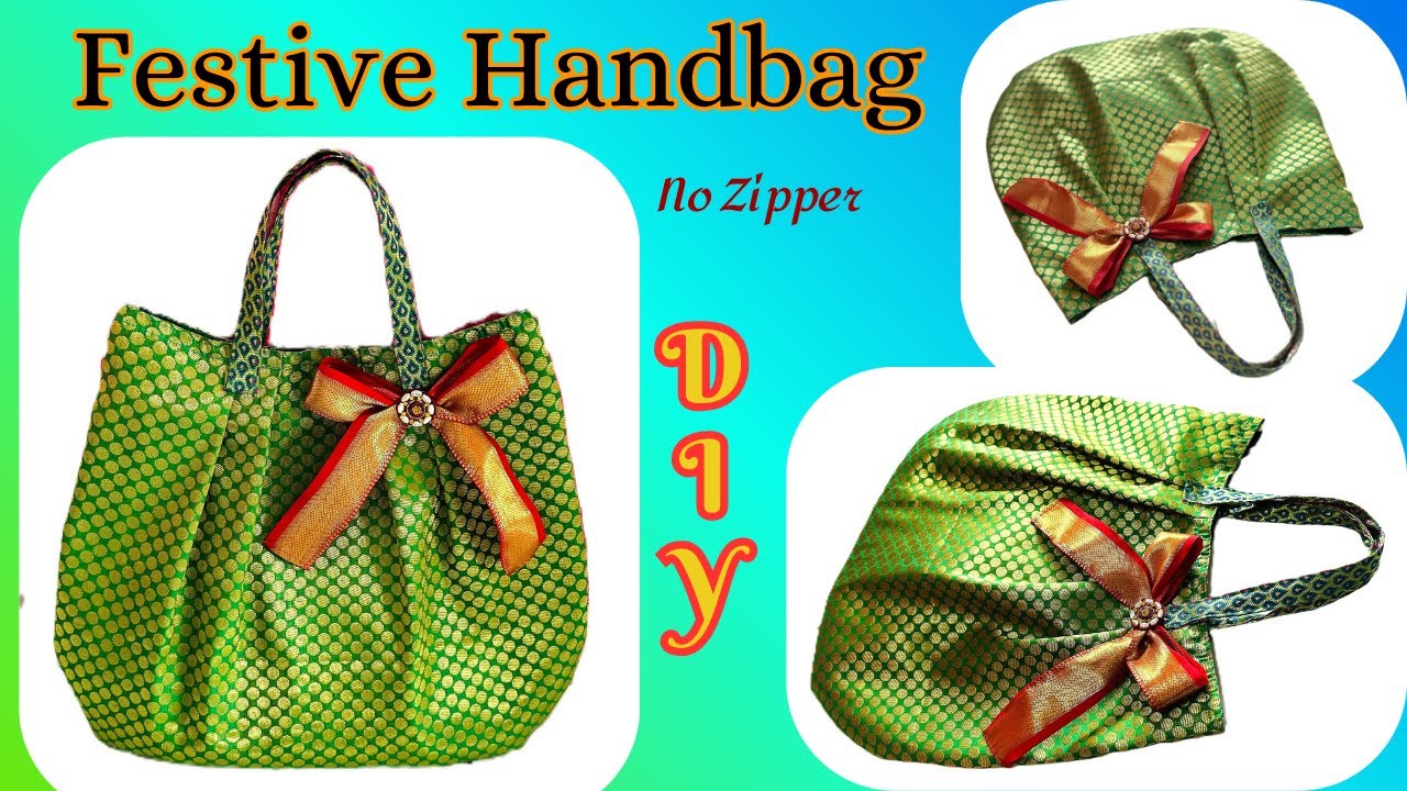 Easy Brocade Festive Handbag DIY ✨ Purse Cutting & Stitching