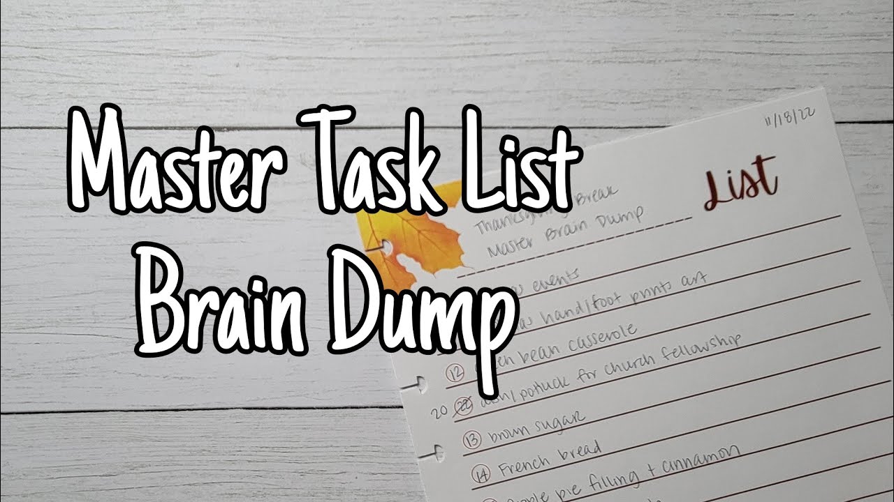 Master Task List | Brain Dump for Thanksgiving Break | Functional Happy Planning