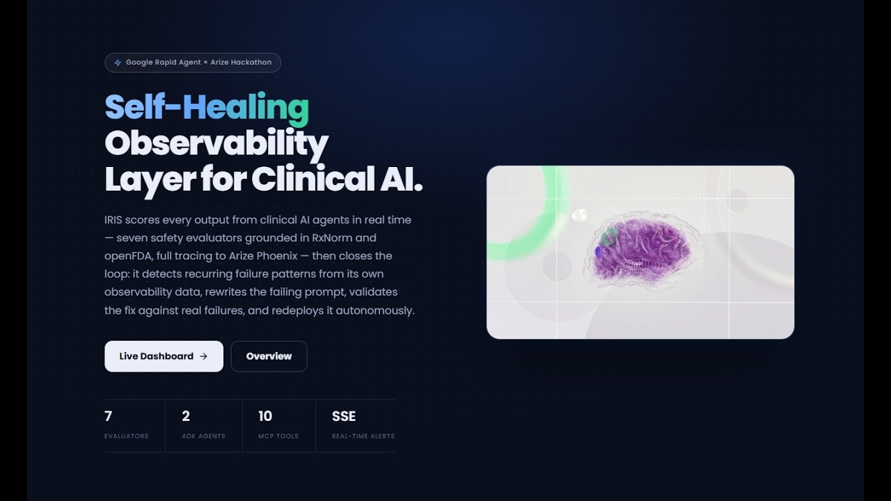 Iris - Self-Healing Observability Layer for Clinical AI | Google Rapid Agent Hackathon x Arize Track