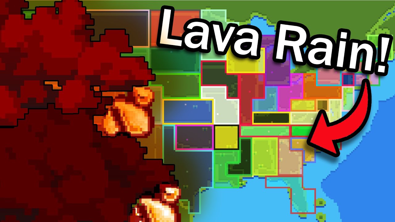 Every Minute Lava Clouds fly over a Random State! | WorldBox
