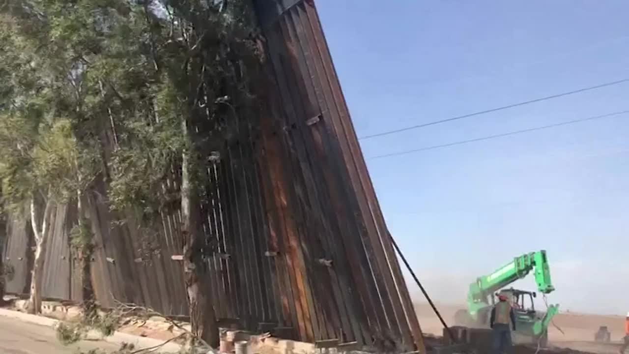 Portion of US border wall in California falls over in high winds, lands on Mexican side