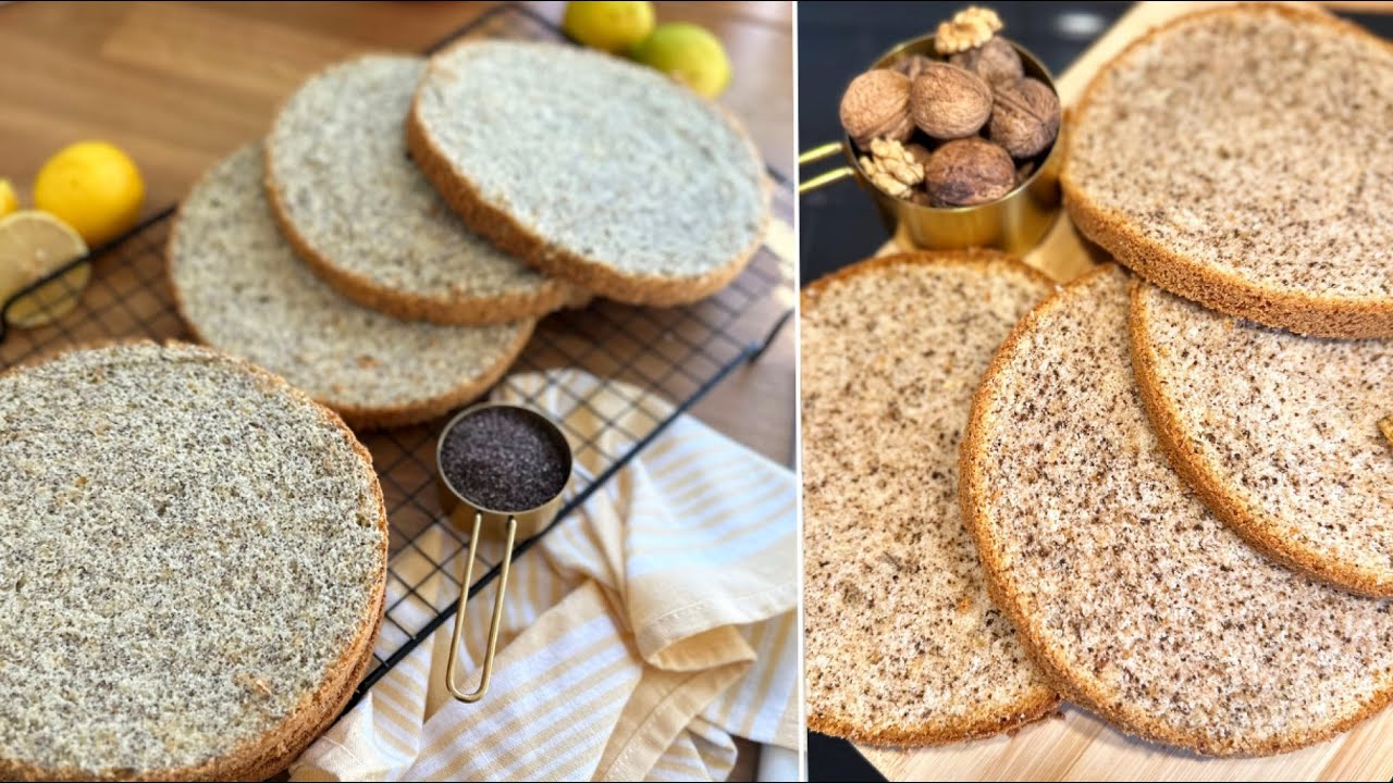 DIÓS ÉS MÁKOS PISKÓTA🖤🤎 - Ünnepi torták alapja 😋 - BebePiskóta