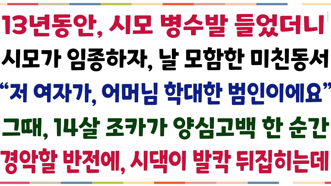 (반전신청사연)13년동안 시모 병수발 들었더니, 시모가 임종하자 날 모함한 동서 